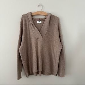 Aerie Neutral V-neck Tunic Hooded Oversized Sweater